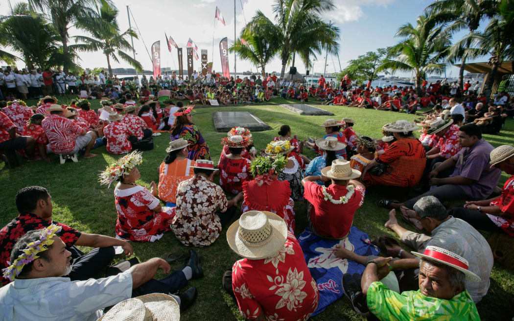 A gathering in 2016 in Papeete to commemorate the 50th anniversary of the first nuclear test carried out in Moruroa on July 2, 1966.