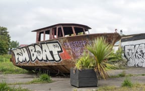 A rusted boat has appeared on Te Teko's main street.