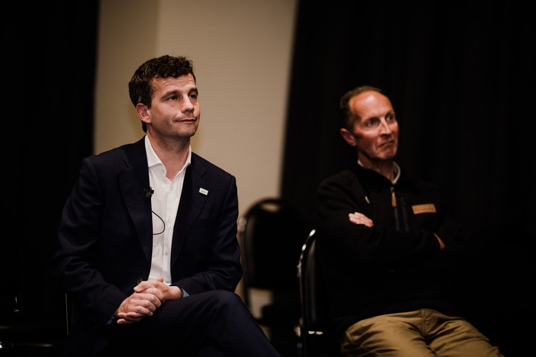 ACT leader David Seymour and Northland candidate Mark Cameron announce the party's tourism policy at an event in Te Anau.
