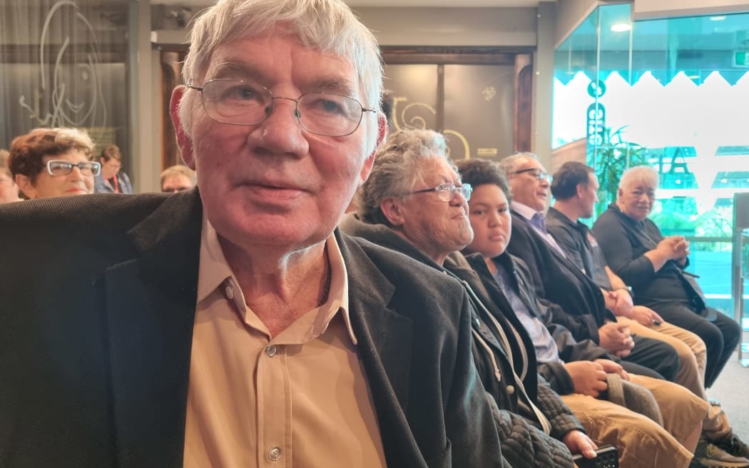 Taranaki historian Ron Lambert at the launch of 'Te Motunui Epa', New Plymouth, 21 November 2022.
