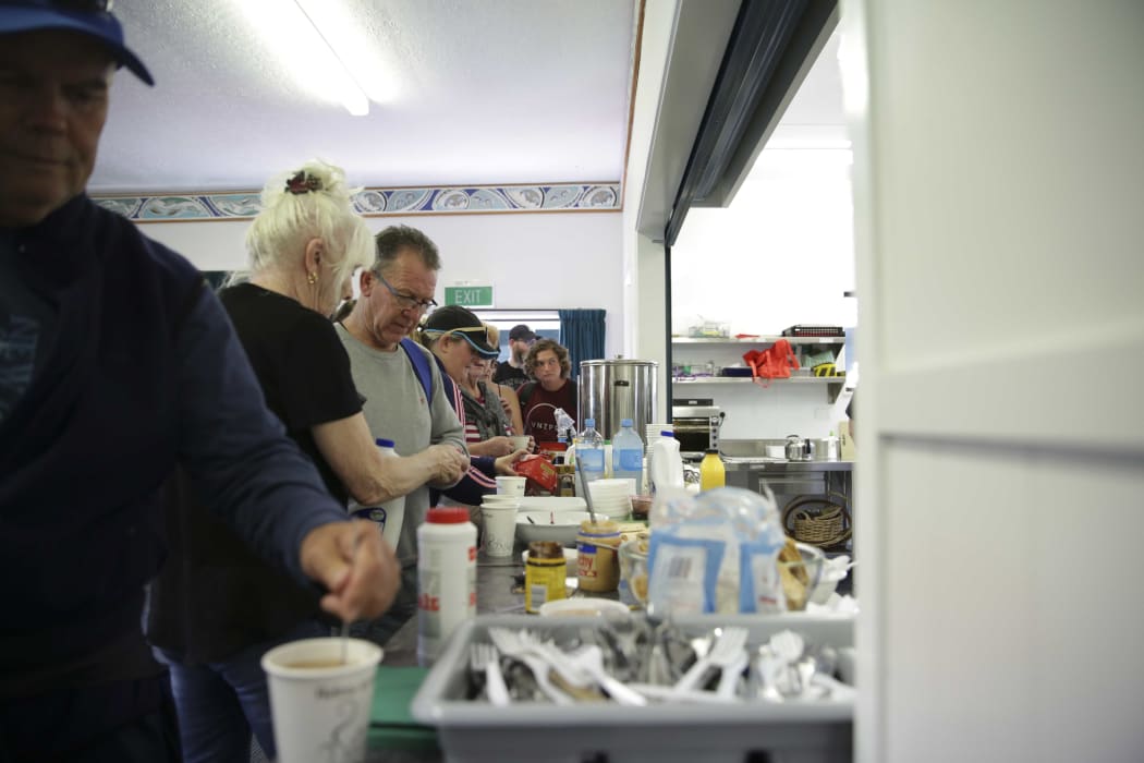 Kaikoura  - Takahanga Marae feeding the masses of stranded tourists.