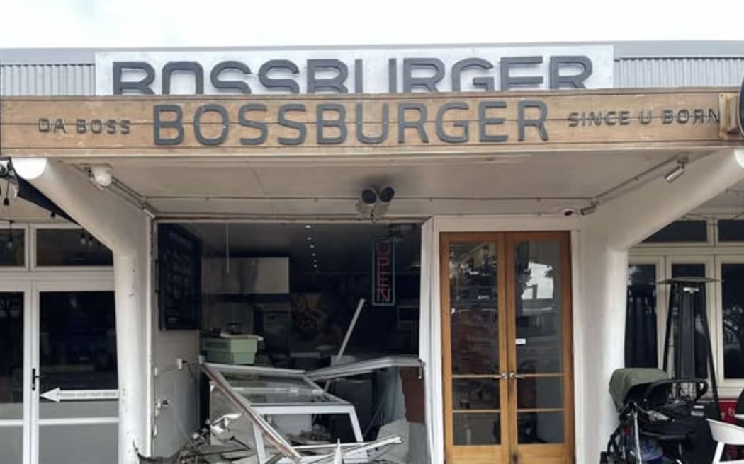 Damage to Orewa's Bossburger in September.