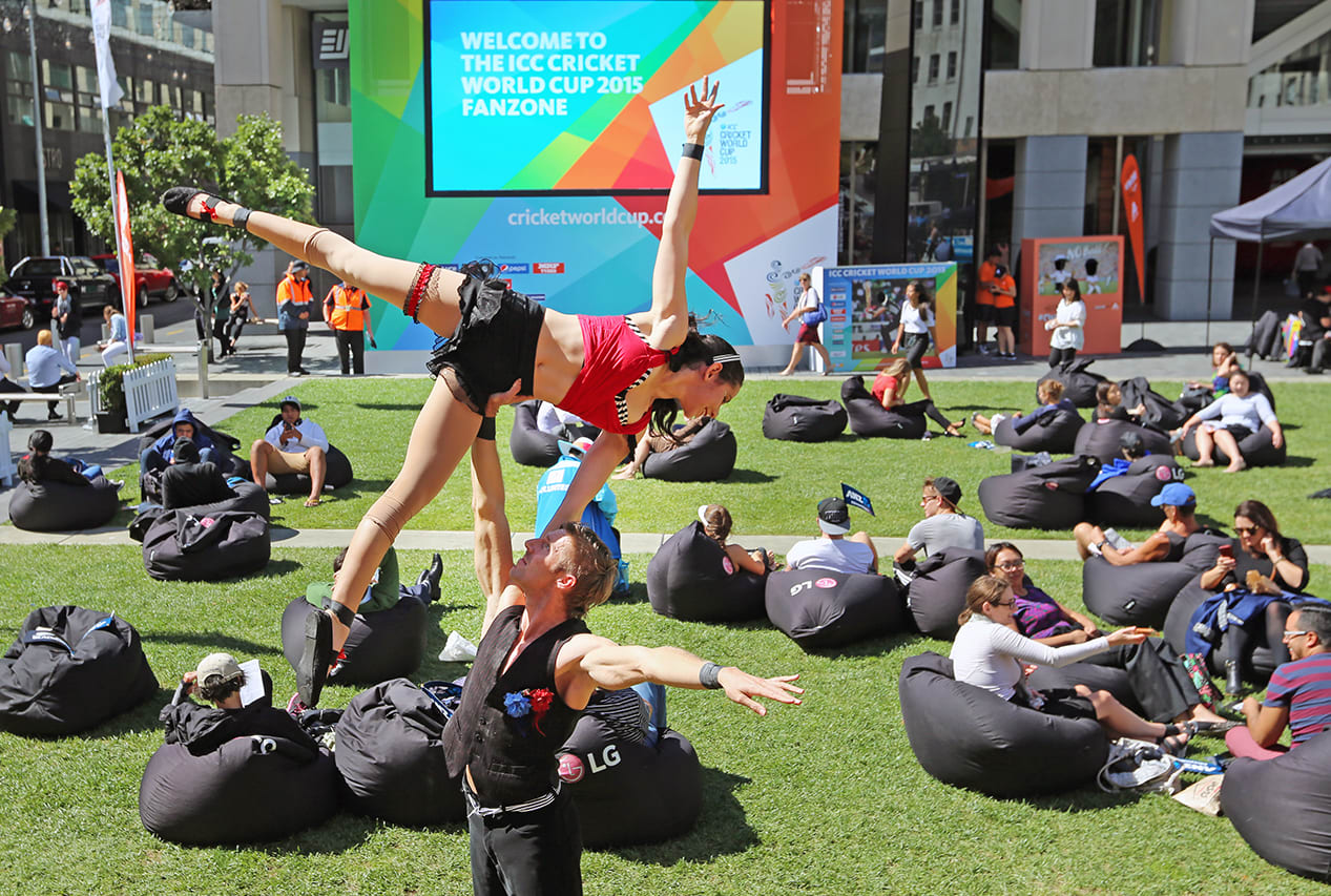 The party starting early at the Auckland fan zone.