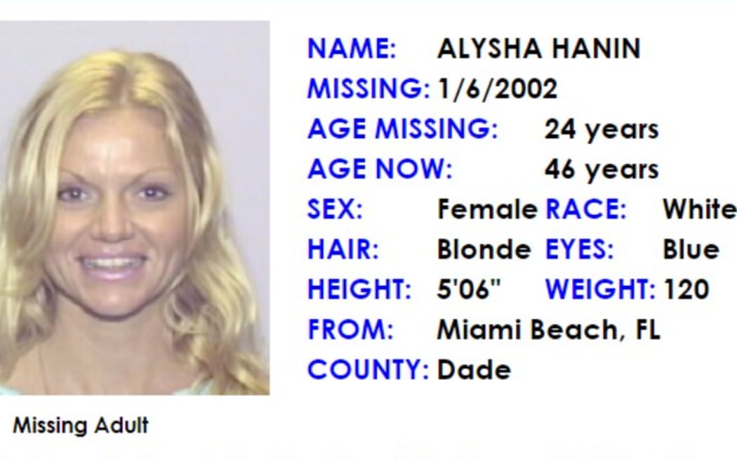 Alysha Hanin missing poster from Florida.