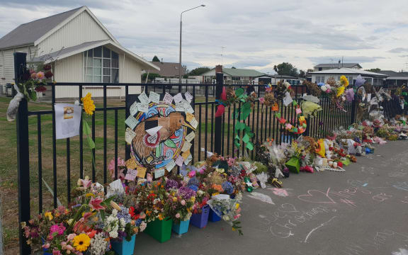 Tributes outside the Ashburton Masjid.