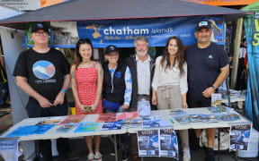 Alicia Cui and fellow Chatham Islands Festival of Science organisers at Newtown Festival.