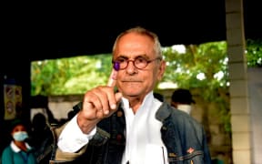 Jose Ramos-Horta, one of the candidates in Timor-Leste's presidential election, gestures as he casts his ballot during the second and final round of voting in the nation's capital, Dili, on 19 April, 2022.
