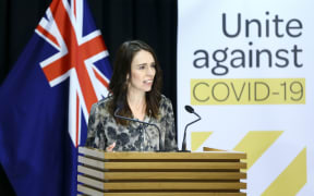 WELLINGTON, NEW ZEALAND - APRIL 28: Prime Minister Jacinda Ardern speaks to media during a press conference at Parliament on April 28, 2020 in Wellington, New Zealand.