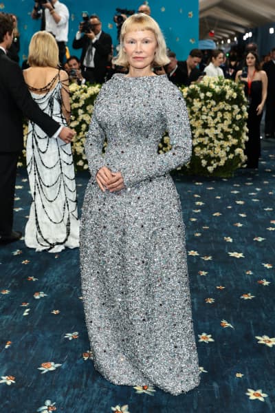 NEW YORK, NEW YORK - MAY 05: Pamela Anderson attends the 2025 Met Gala Celebrating "Superfine: Tailoring Black Style" at Metropolitan Museum of Art on May 05, 2025 in New York City.