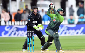 Batsman Faheem Ashraf in action during the first One-Day game between Black Caps and Pakistan.