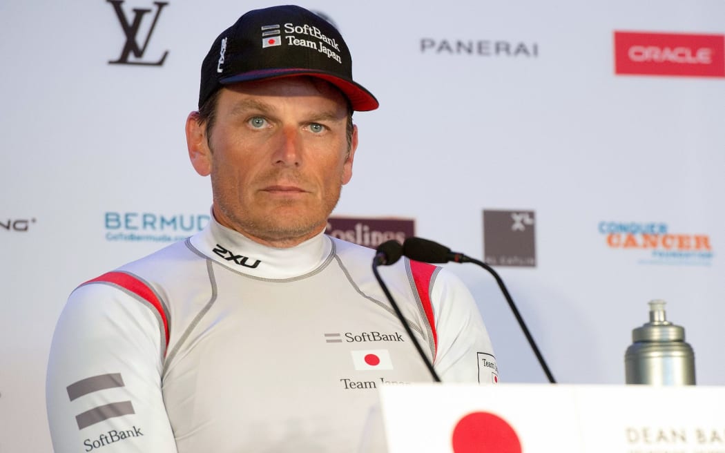 Soft Bank Team Japan CEO and Helmsman Dean Barker at the press conference after losing their final race against Artemis Racing