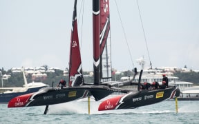 Team New Zealand races against Oracle Team USA , 24 June.