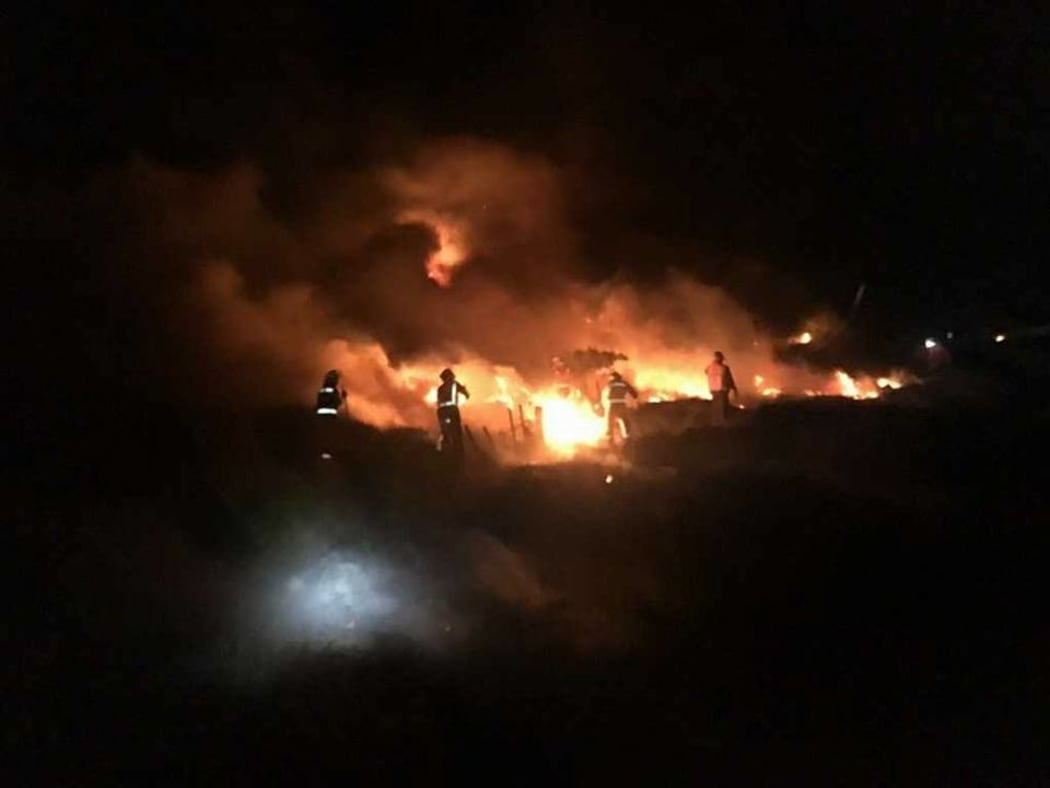 Firefighters tackled the scrub fire through the night.