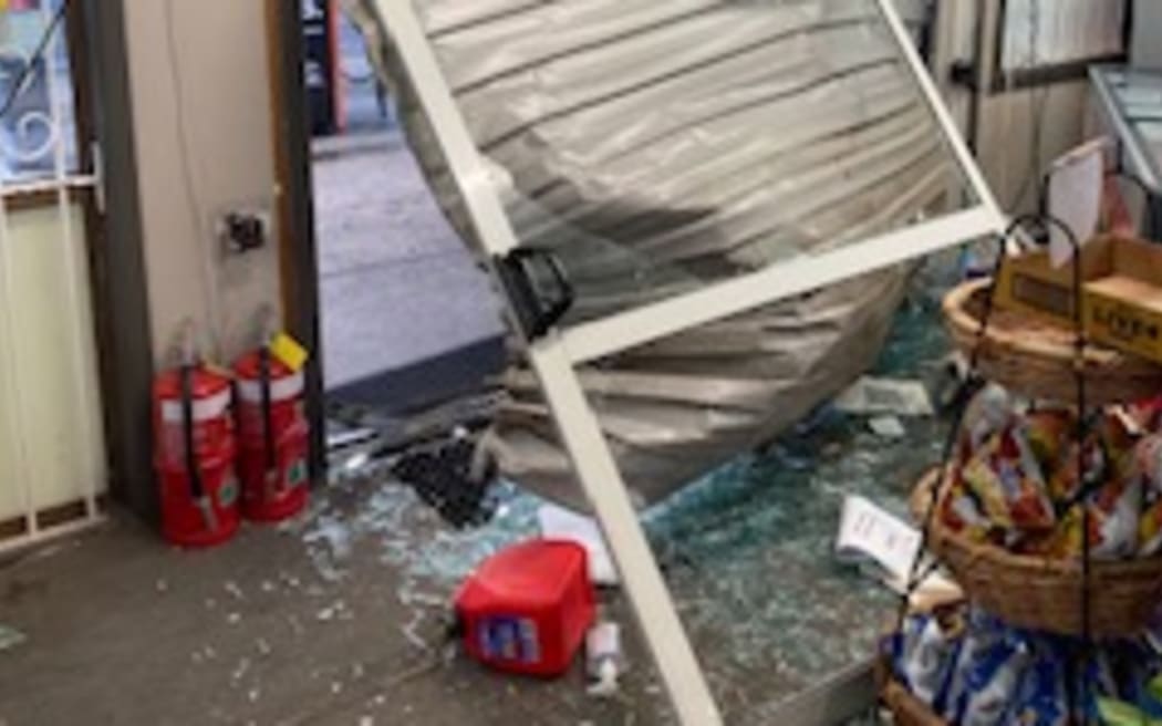 Ram raid damage at the Rotomā petrol station.
