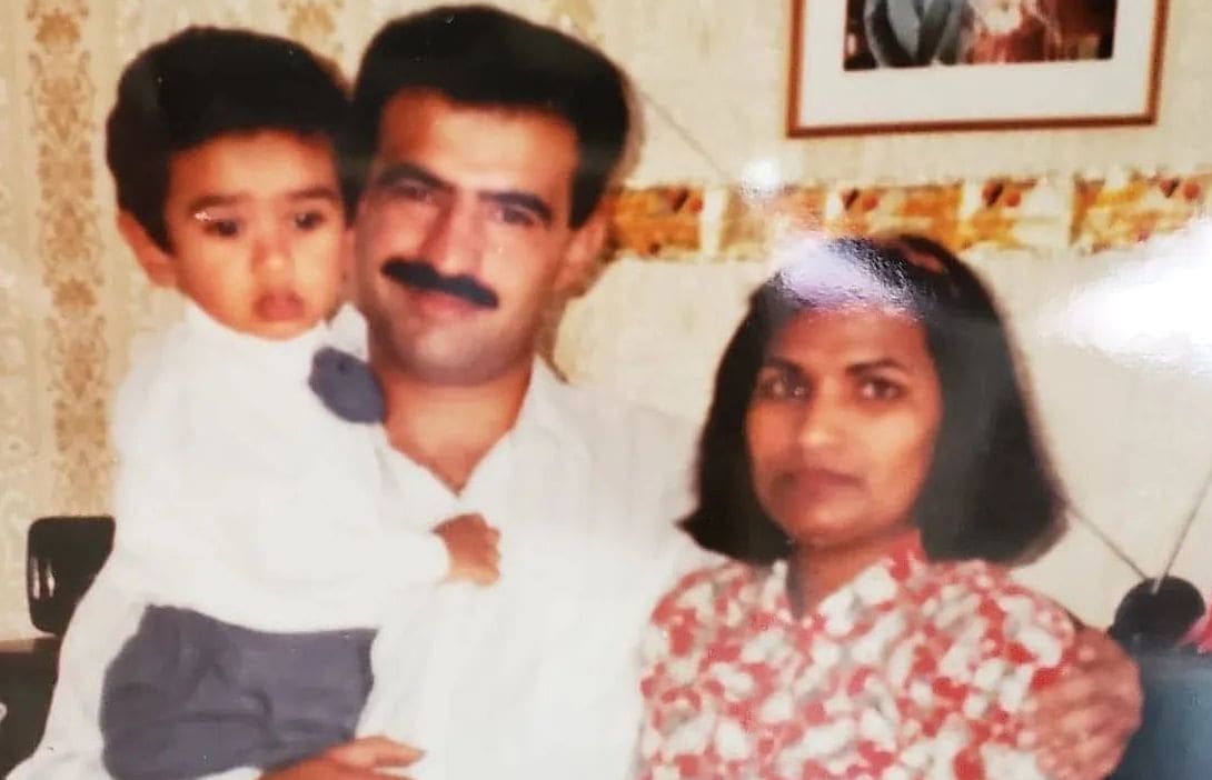 Comedian Pax Assadi as a child with his father Afnan and mother Safia