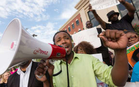 Protests over the fatal shooting of Walter Scott were held outside City Hall in North Charleston.