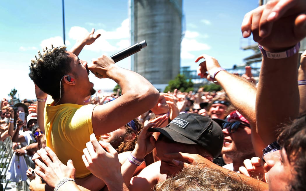 Vic Mensa performing at Laneway 2015.