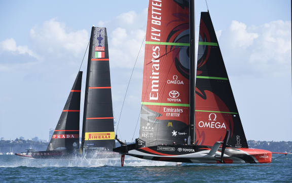 Team New Zealand v Luna Rossa Prada Pirelli. Race 10, Day 7 of the America's Cup presented by Prada. Auckland, New Zealand, Wednesday the 17th of March 2021.