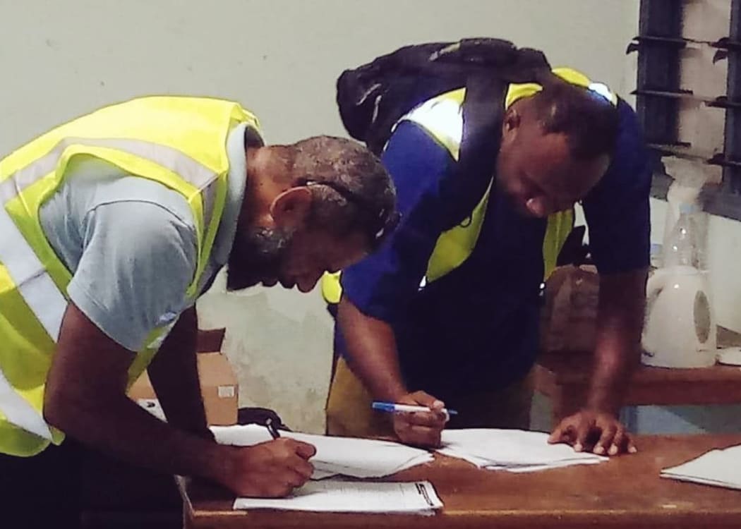 Dr Jimmy Obed and Dr Basil Leodoro (L-R) at Luganville's Northern Provincial Hospital, Vanuatu.