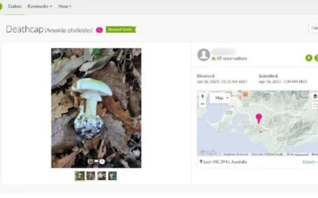 An iNaturalist user posted about a death cap mushroom sighting at Loch in April 2023.