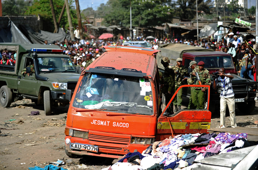 The scene of the explosion in Gikomba on the outskirts of Nairobi's business district.