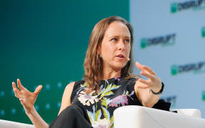 23andMe CEO Anne Wojcicki speaks at a tech event in San Francisco, California, in 2018.