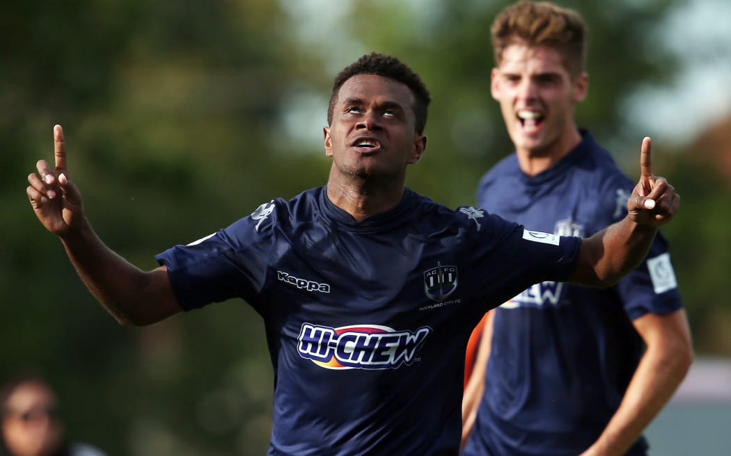 Micah Lea’alafa celebrates his goal.