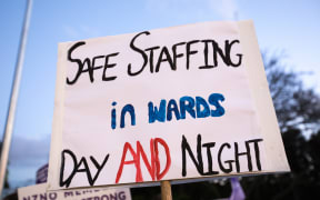 A group of nurses and supporters striking outside Middlemore Hospital in Auckland early on Thursday morning.