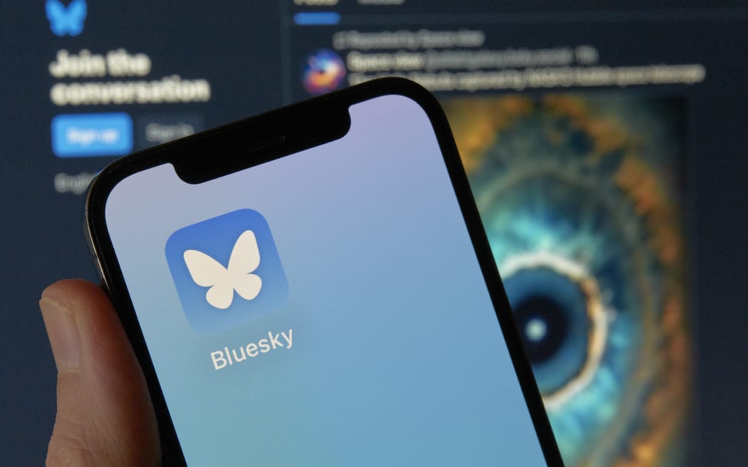 The image shows the icon of Bluesky, the new decentralized social network created by Twitter co-founder Jack Dorsey. . (Photo by Matteo Della Torre/NurPhoto) (Photo by Matteo Della Torre / NurPhoto / NurPhoto via AFP)