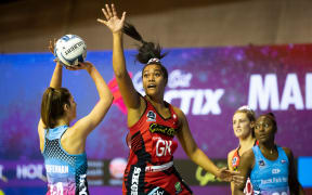 Tactix defence of Temalisi Fakahokotau during the ANZ Premiership