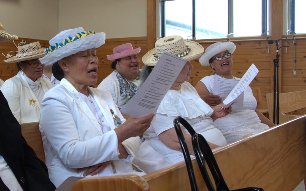 Women from the congregation, Cook Islands Christian Church, Porirua. Recording of Christmas service 2023