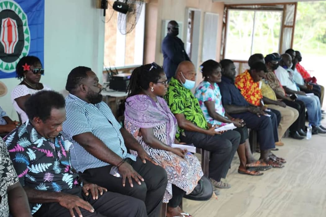 Delegates at talks between Bougainville and Papua New Guinea governments in Kokopo, East New Britain, 16 May 2021.