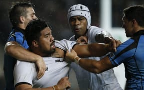 Fiji prop Campese Ma'afu (L) gets another chance to square off against Uruguay this weekend.