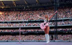 Taylor Swift performs her Lover set in front of over 96,000 fans at the Melbourne Cricket Ground on 16 February, 2024. (Photo by Graham Denholm/TAS24/Getty Images for TAS Rights Management)