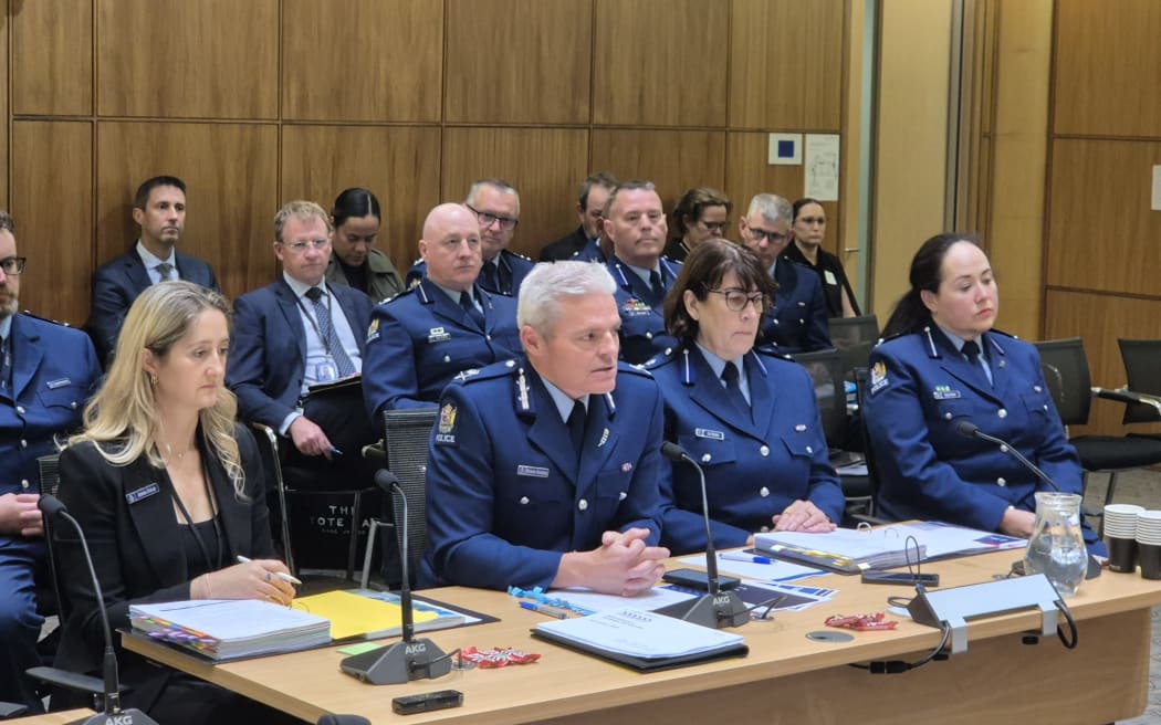Police Commissioner Richard Chambers and other top cops appear before a Select Committee as part of Parliament's Scrutiny Week.