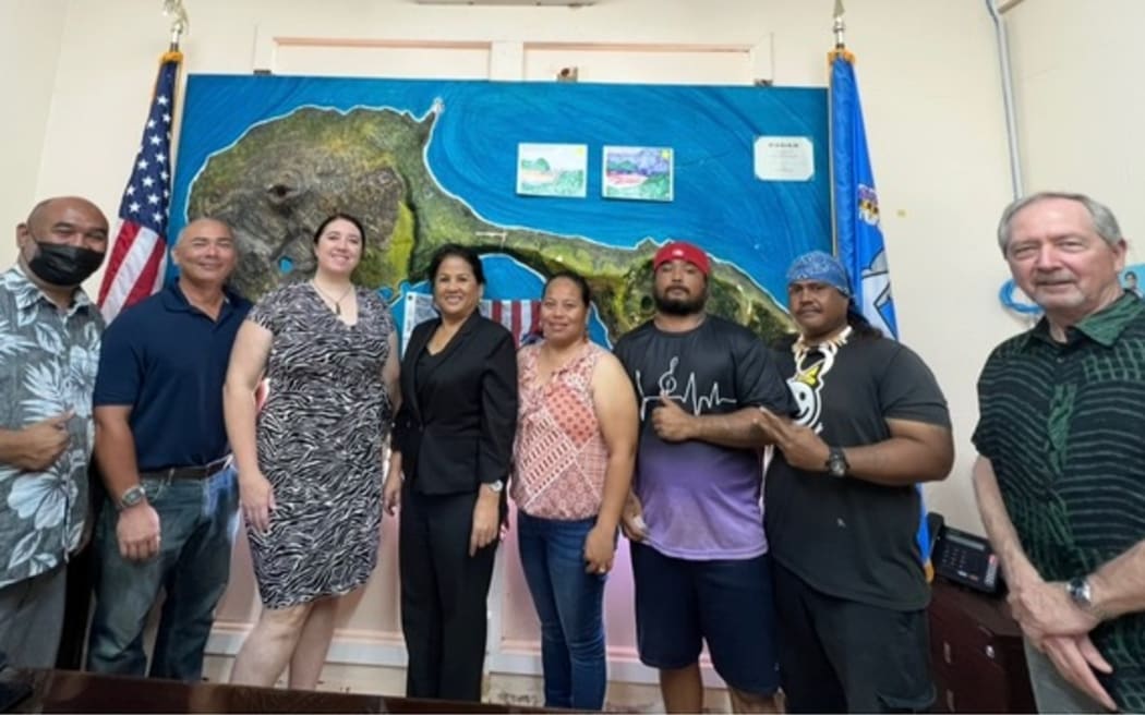 iCoir Product Group by Genius Industries, Inc. president David Shoup poses with Saipan Mayor’s Office staff, Department of Commerce Secretary Remedio C. Mafnas, Economic Recovery Corps fellow Carina Boston Pinals, and Department of Commerce’s Kioshi Cody.