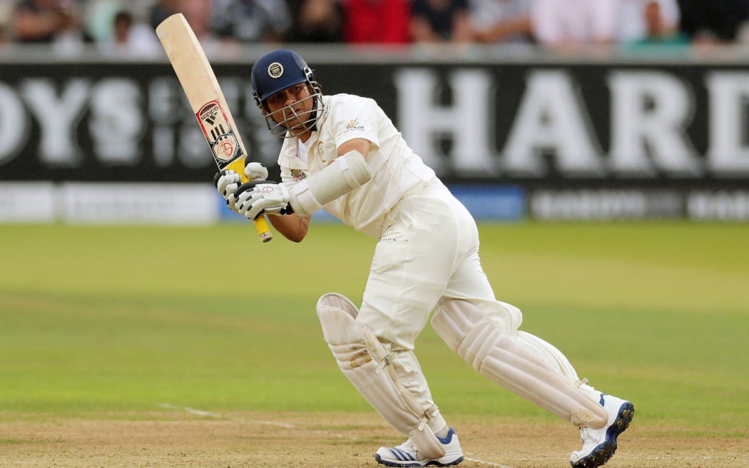 Sachin Tendulkar bats during the 200th anniversary match between MCC and the Rest of the World at Lord's 05/07/14