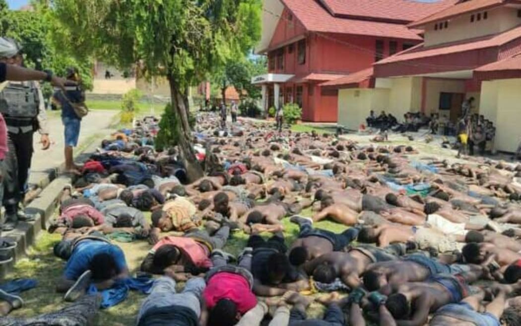 West Papuan students apprehended by police, Waena, Jayapura, 23 September.