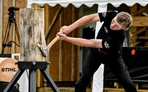 NZ wood-chopping rookie Morgan Bolstad.