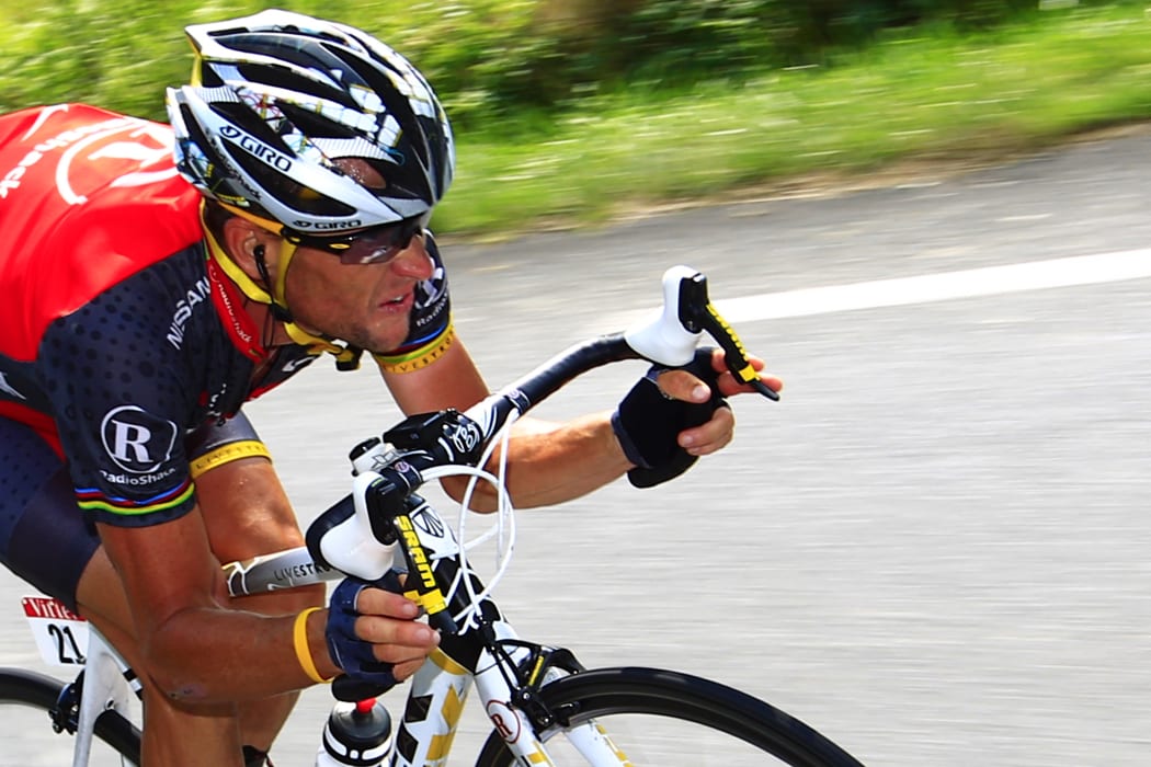 A file photo shows US cyclist Lance Armstrong in the 2010 Tour de France.