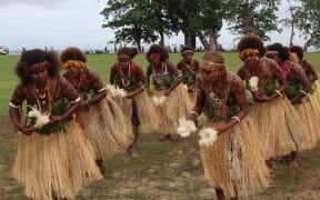 Solomon Islands dancing group. Central Islands Province. 2015
