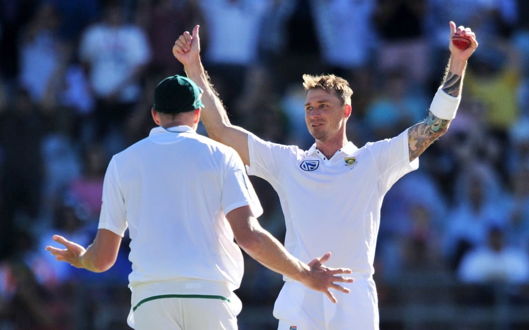 Dale Steyn of South Africa celebrates.