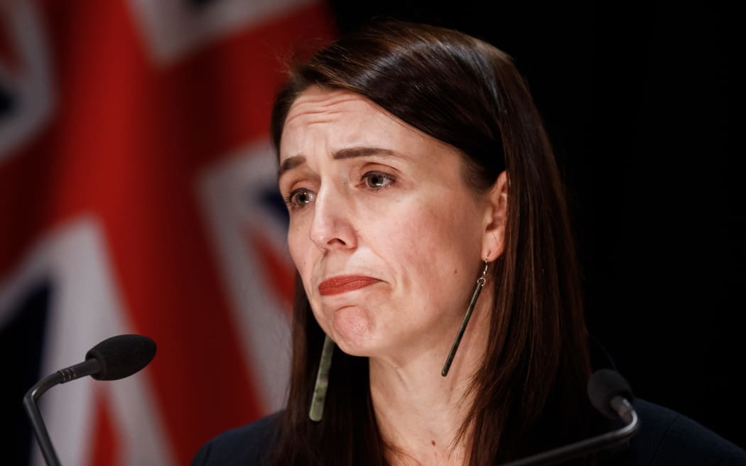 03092021 PHOTO: ROBERT KITCHIN/STUFF
L-R: 
Prime Minister Jacinda Ardern and Police Commissioner Andrew Coster hold a press conference with the details of the Auckland supermarket terror attack in the Beehive Theatrette on Friday evening.