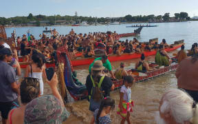Waka crews at Waitangi.