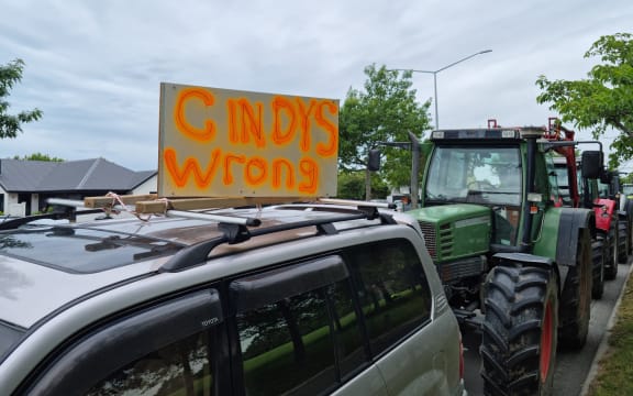 Groundswell protesters in a convoy in Christchurch Sunday.