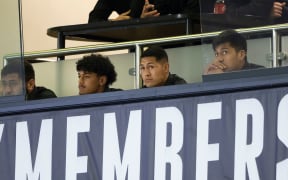 Auckland squad member Roger Tuivasa-Sheck watches from the team box - NPC - National Provincial Cup rugby - Auckland  v Canterbury held at Eden Park - Auckland - New Zealand  08  August  2021.