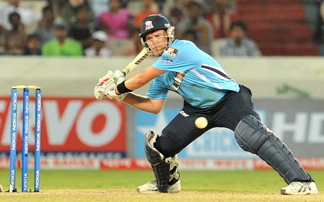 Lou Vincent in action for the Auckland Aces against Somerset in India in 2011.