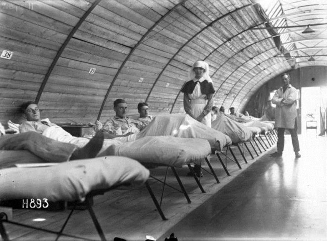 Nurses and patients in NZ Stationary Hospital, Wisques, France