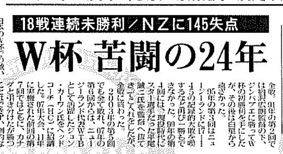 Mainichi reminds Japanese readers how the All Blacks once scored 145 points against them.
