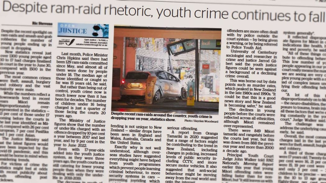 Open Justice reporter Ric Stevens weighs up youth crime headlines against the latest data.